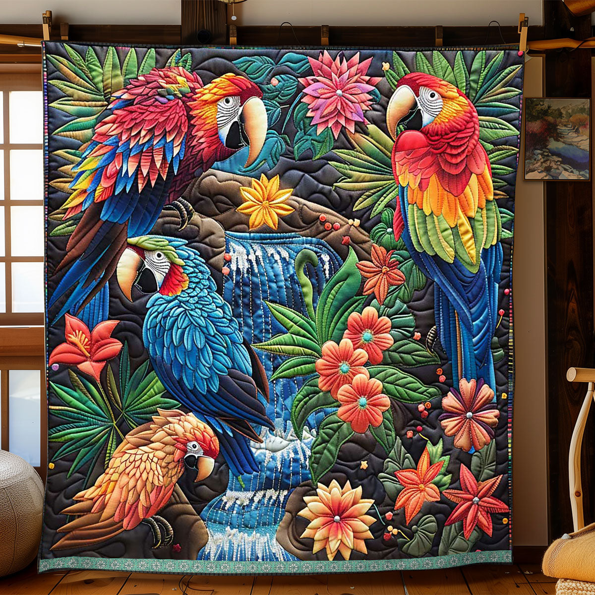 Tropical Cockatiels WP0909037CL Quilt
