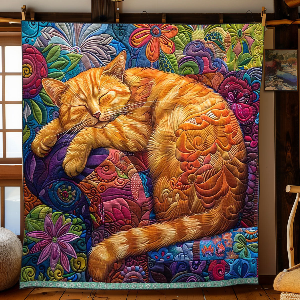 Vibrant Chilling Cat WP0909035CL Quilt