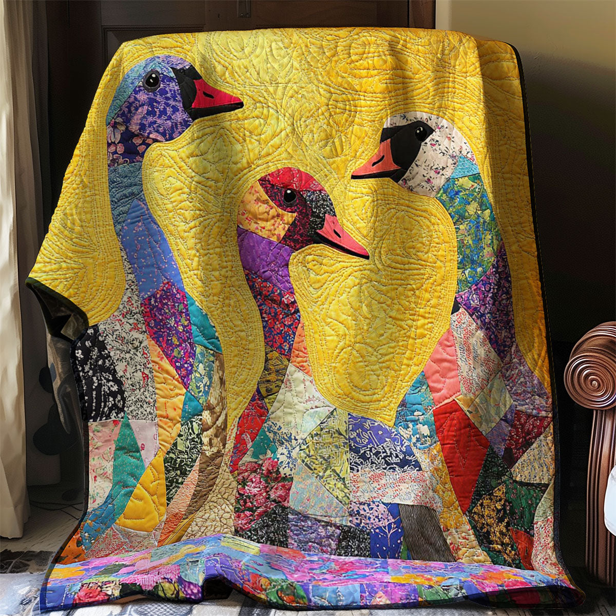 Vibrant Patchwork Goose WP0108040CL Quilt