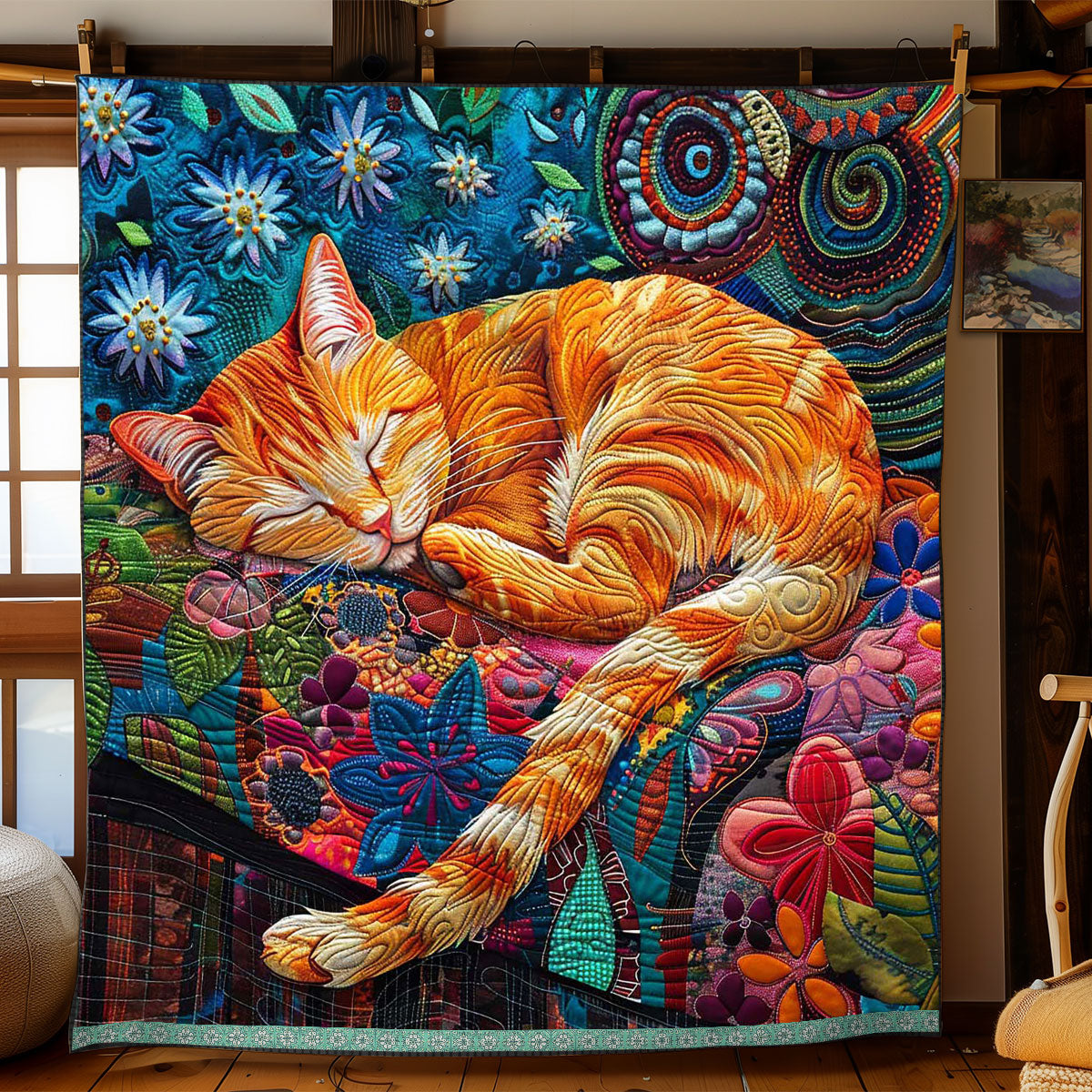 Wonderland Orange Cat WP0909036CL Quilt