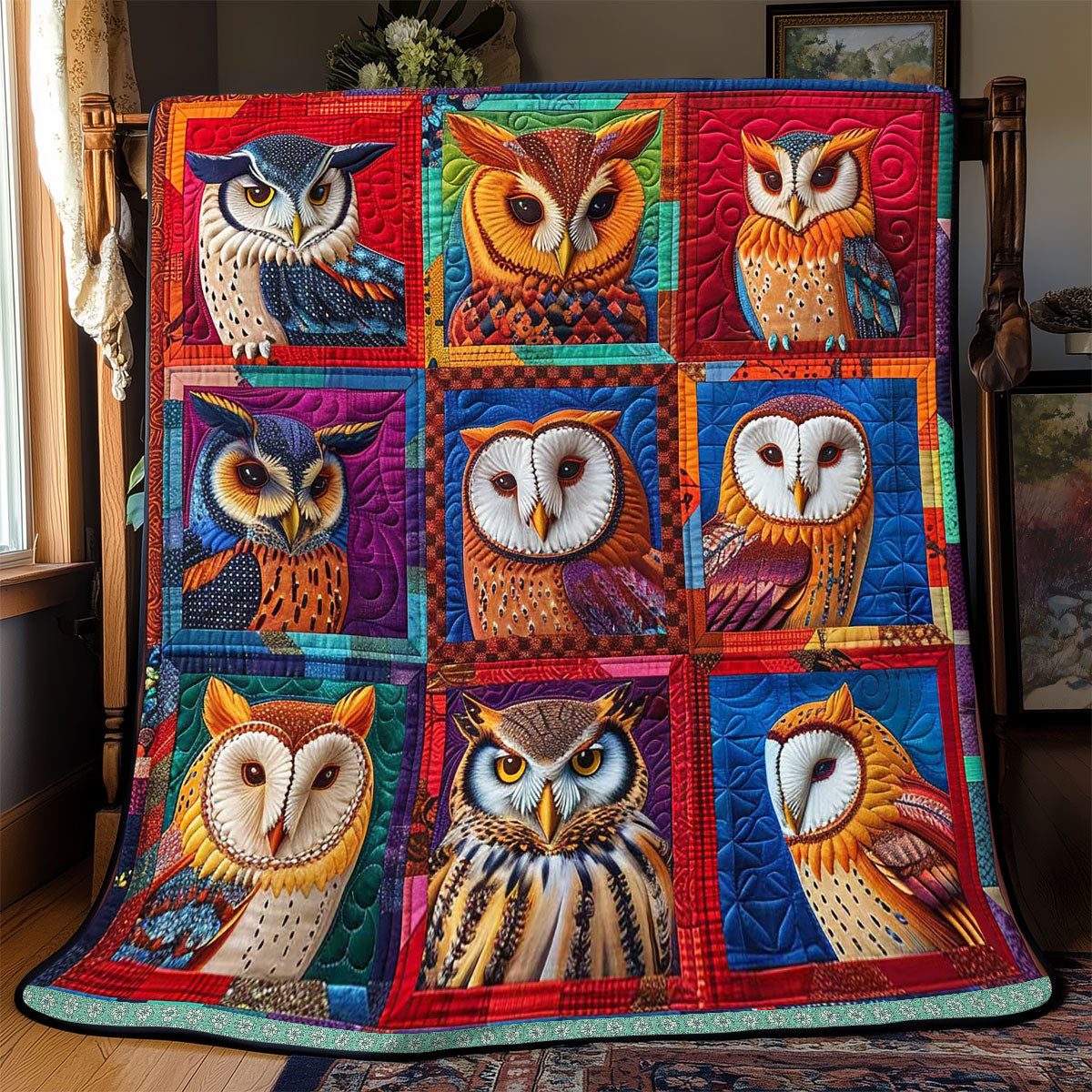 Abstract Art Owl WP3008029CL Quilt