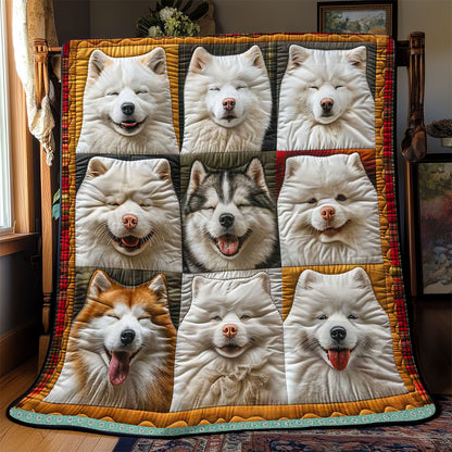 Adorable Happy Samoyed WP3008033CL Quilt