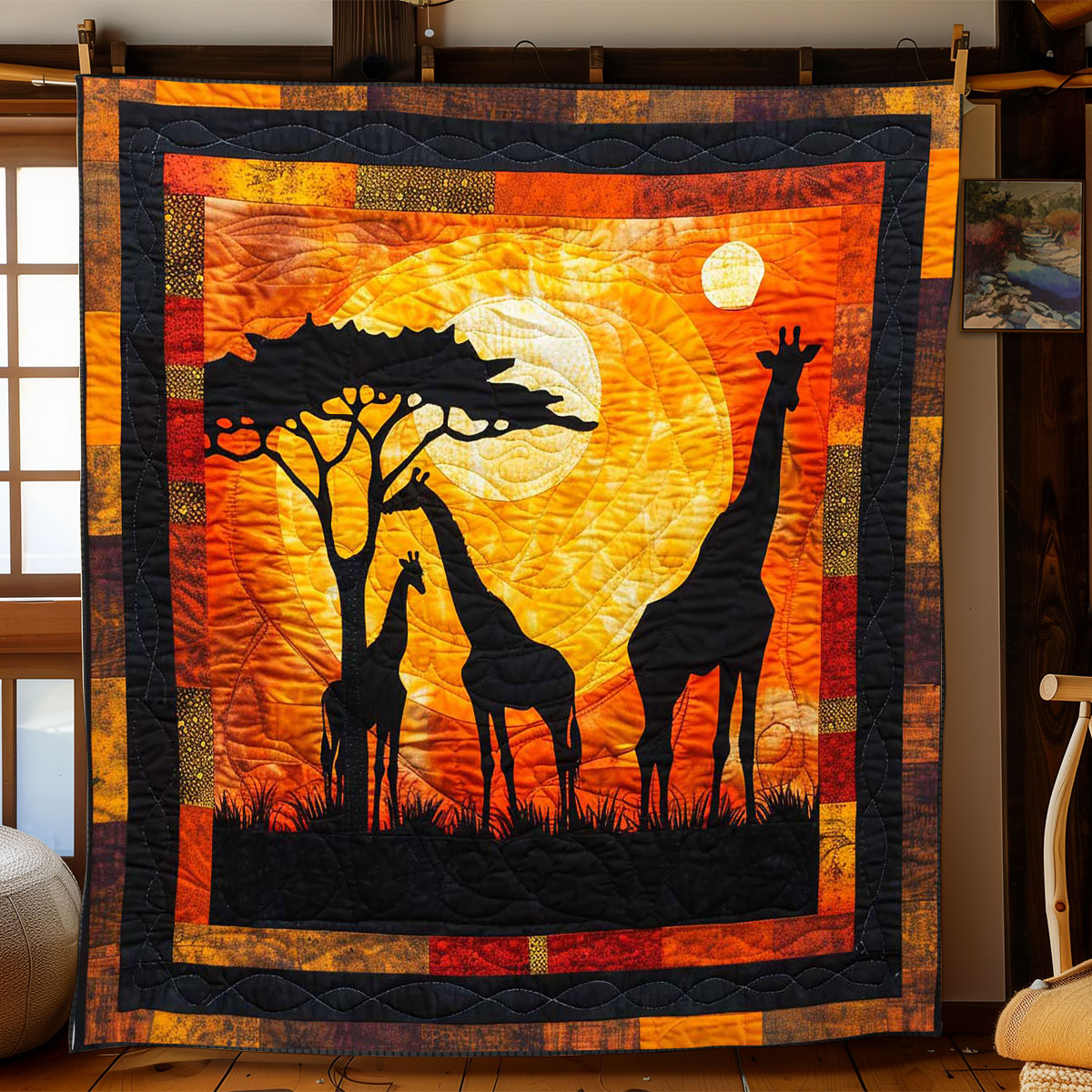 Africa Giraffe Sunset WP2108001CL Quilt