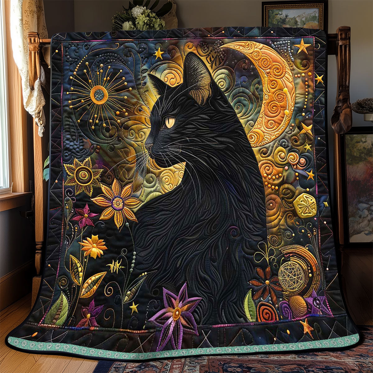 Black Cat Crescent WP0909028CL Quilt