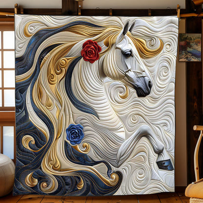 Blue Roses Princess Horse WP2108008CL Quilt