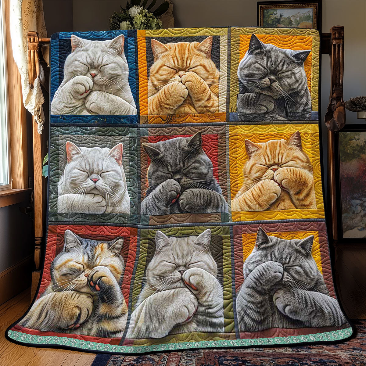 Cat Covering Face  WP0409004CL Quilt