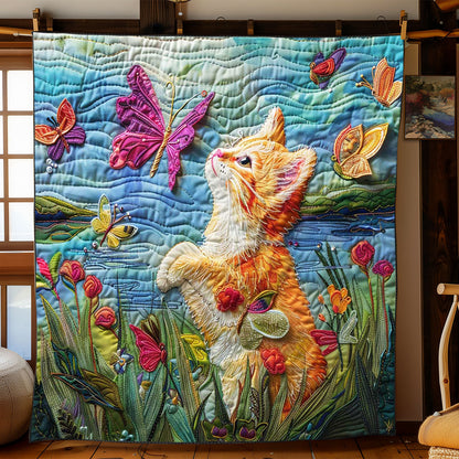 Cat Playing In Garden WP2108010CL Quilt