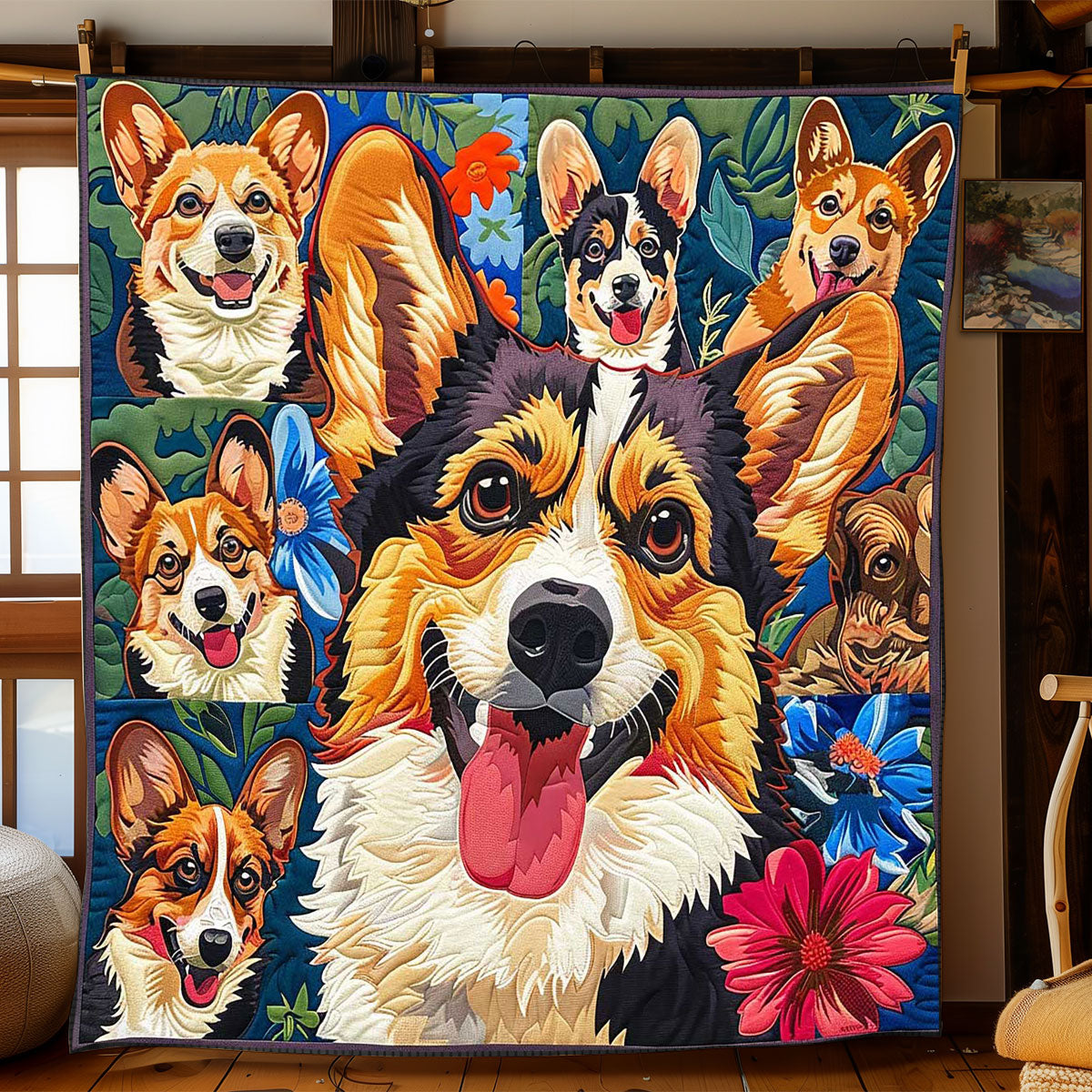 Colorful Corgi Collection WP2008010CL Quilt
