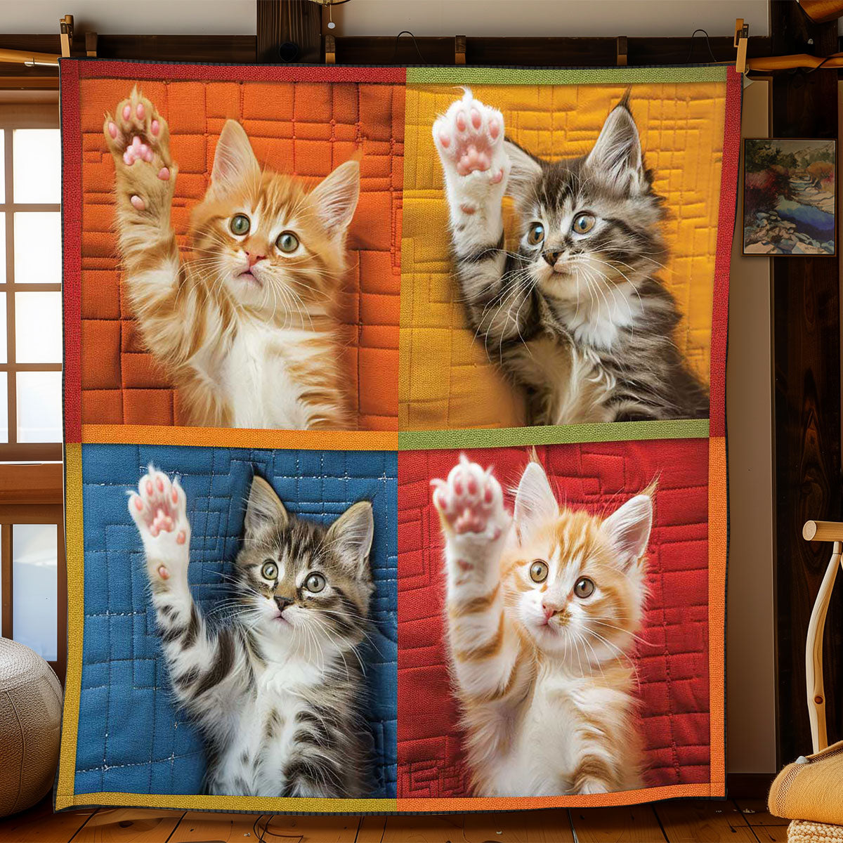 Colorful Kitten Paw WP1308053CL Quilt