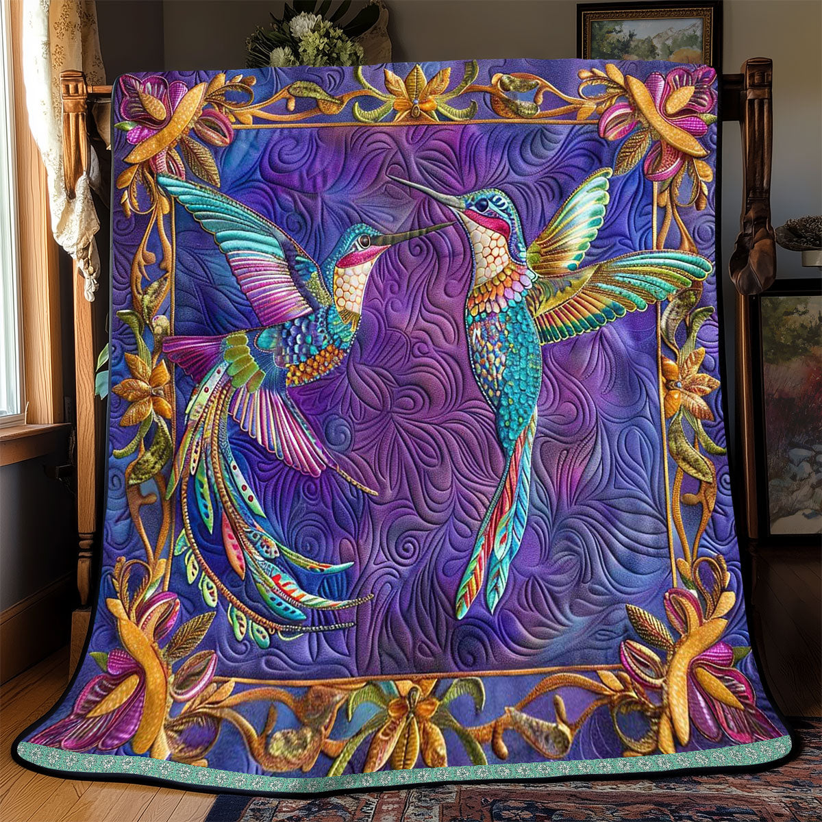 Couple Rainbow Hummingbird WP0409009CL Quilt