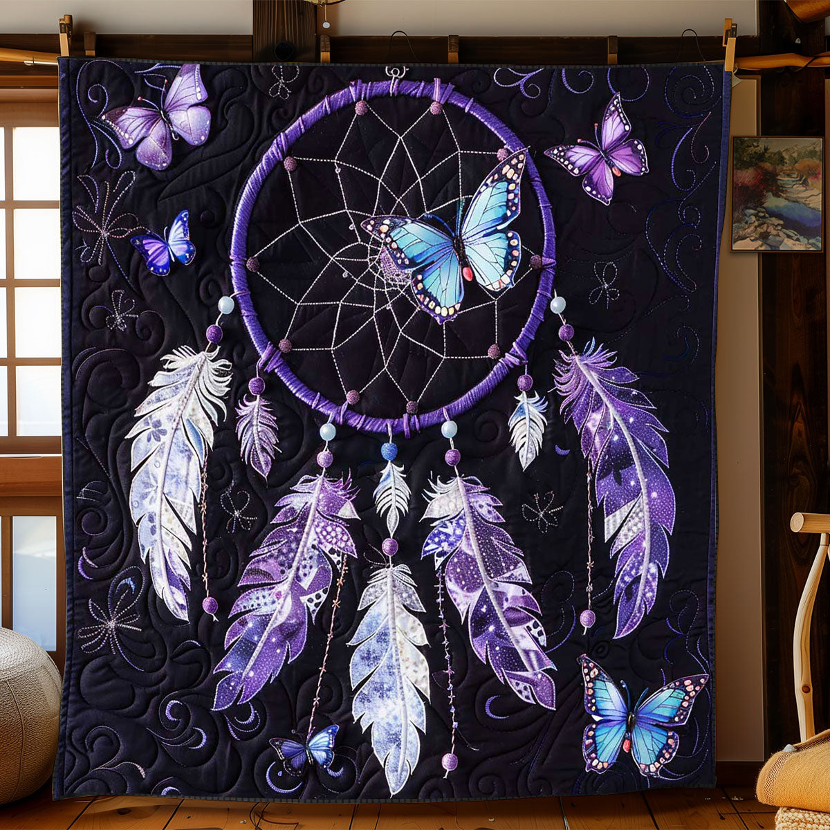 Dreamcatcher Purple Butterfly WP2008020CL Quilt