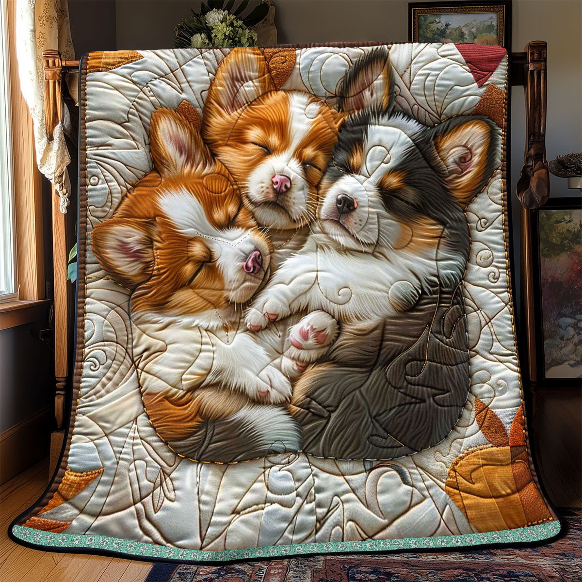 Fluffy Corgi WP0409022CL Quilt