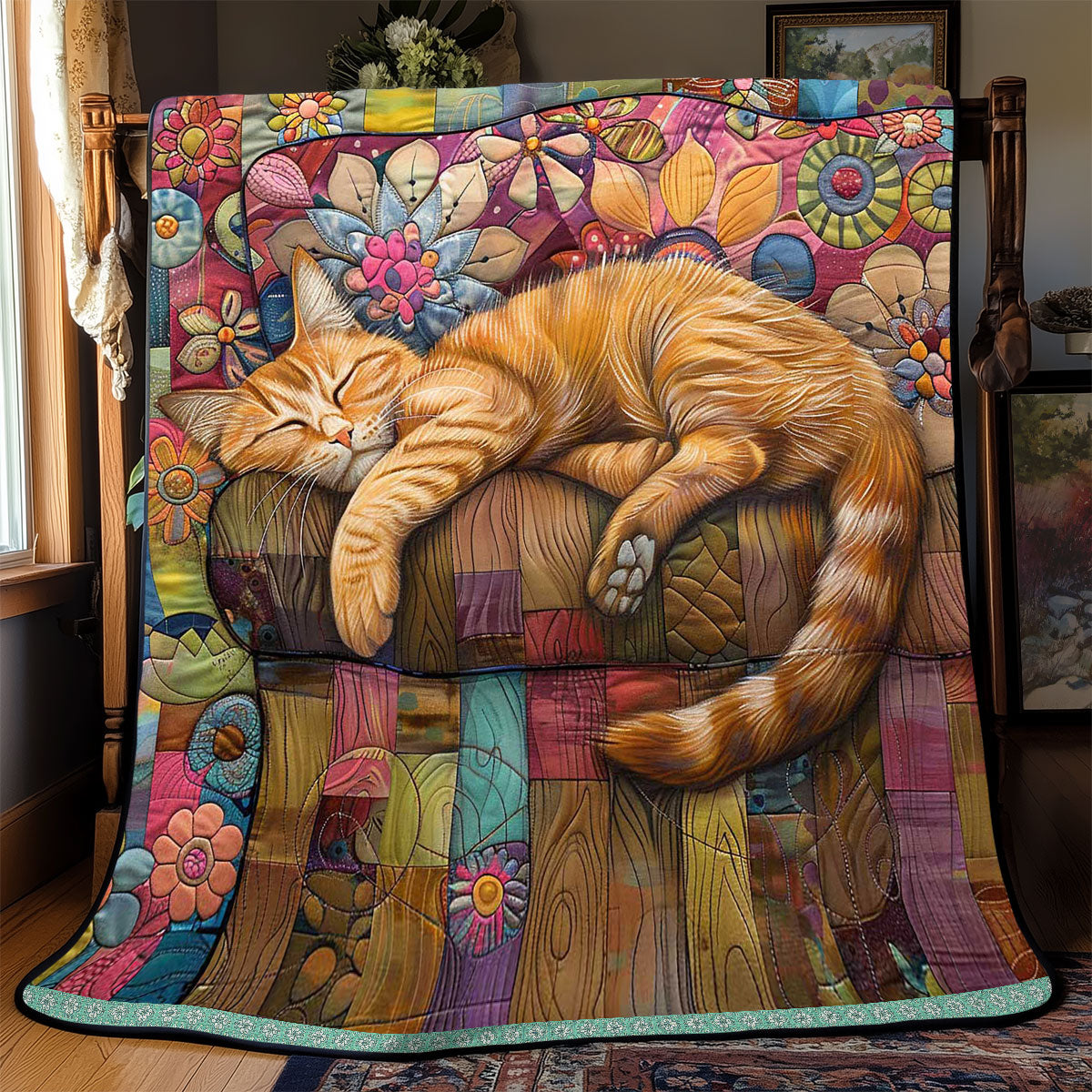 Fluffy Dreaming Cat WP0909063CL Quilt