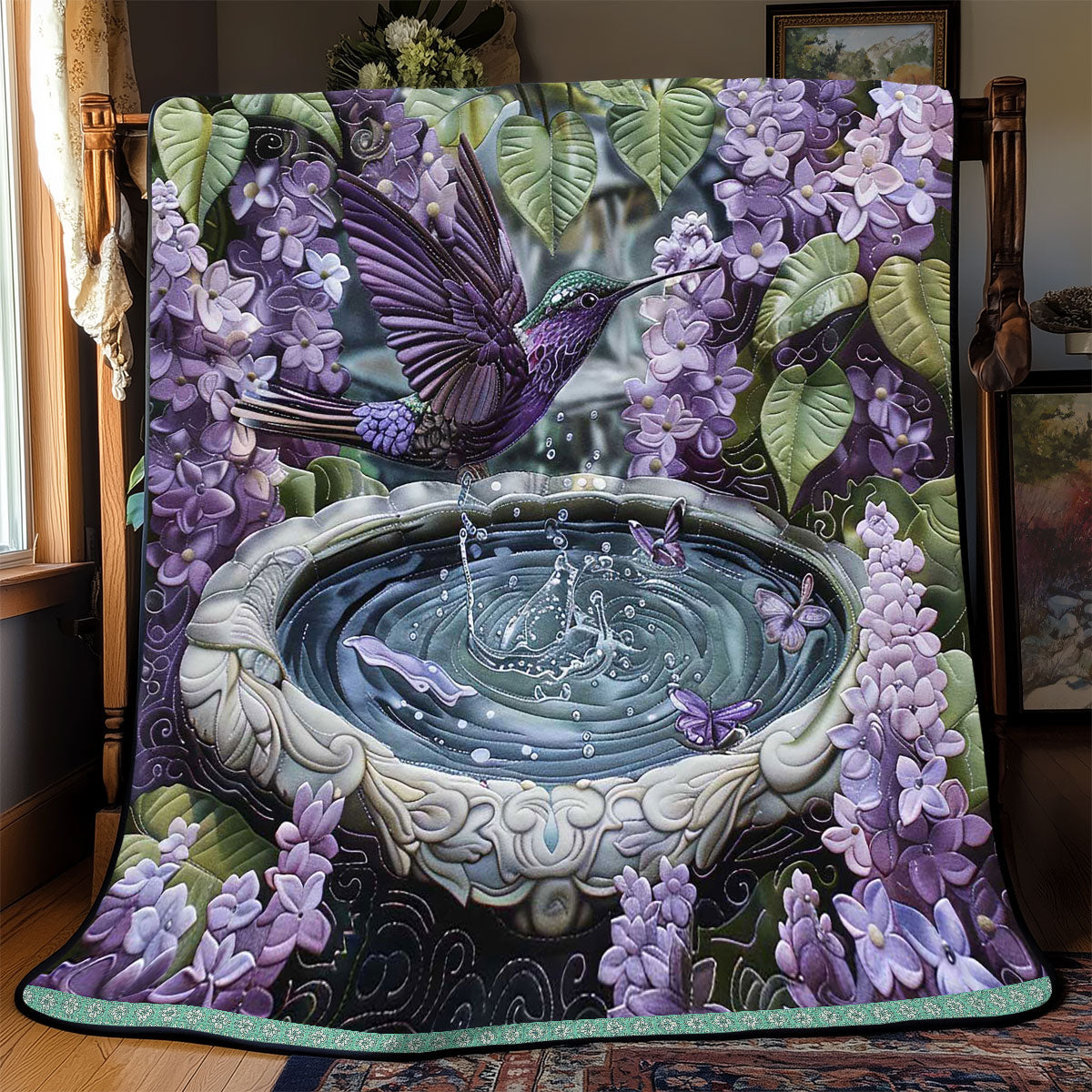 Fountain Violet Hummingbird WP0909011CL Quilt