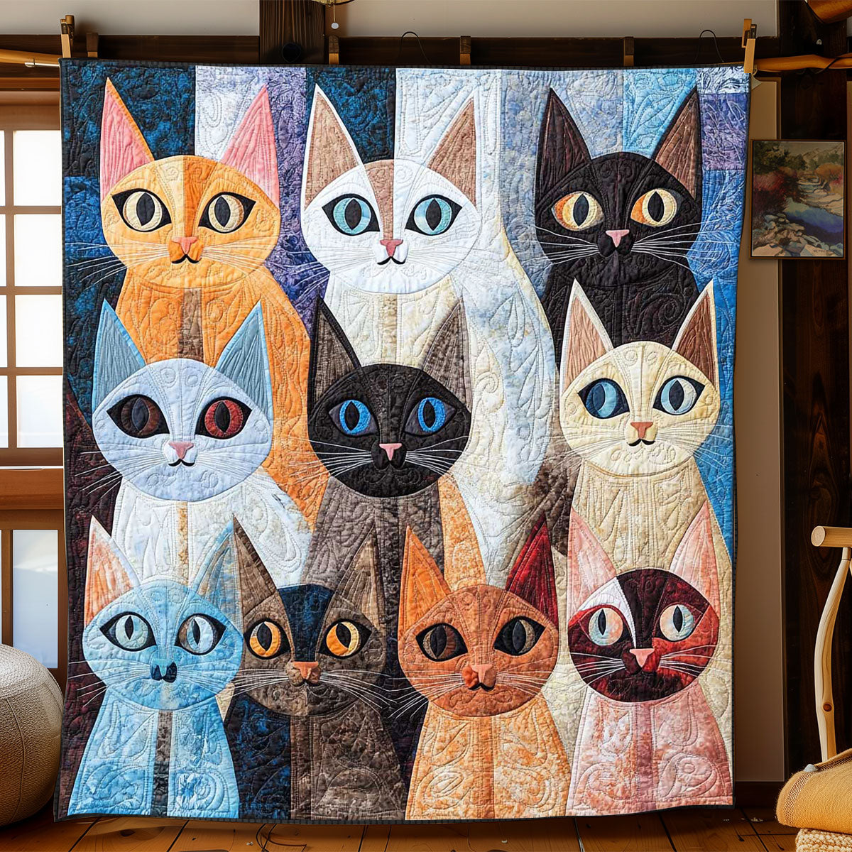 Funny Siamese Cat Collection WP0108051CL Quilt