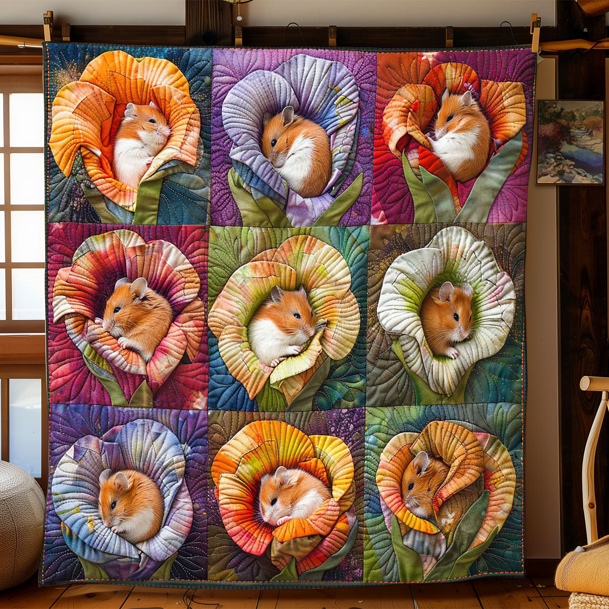 Little Hamster In Flower WP2008034CL Quilt