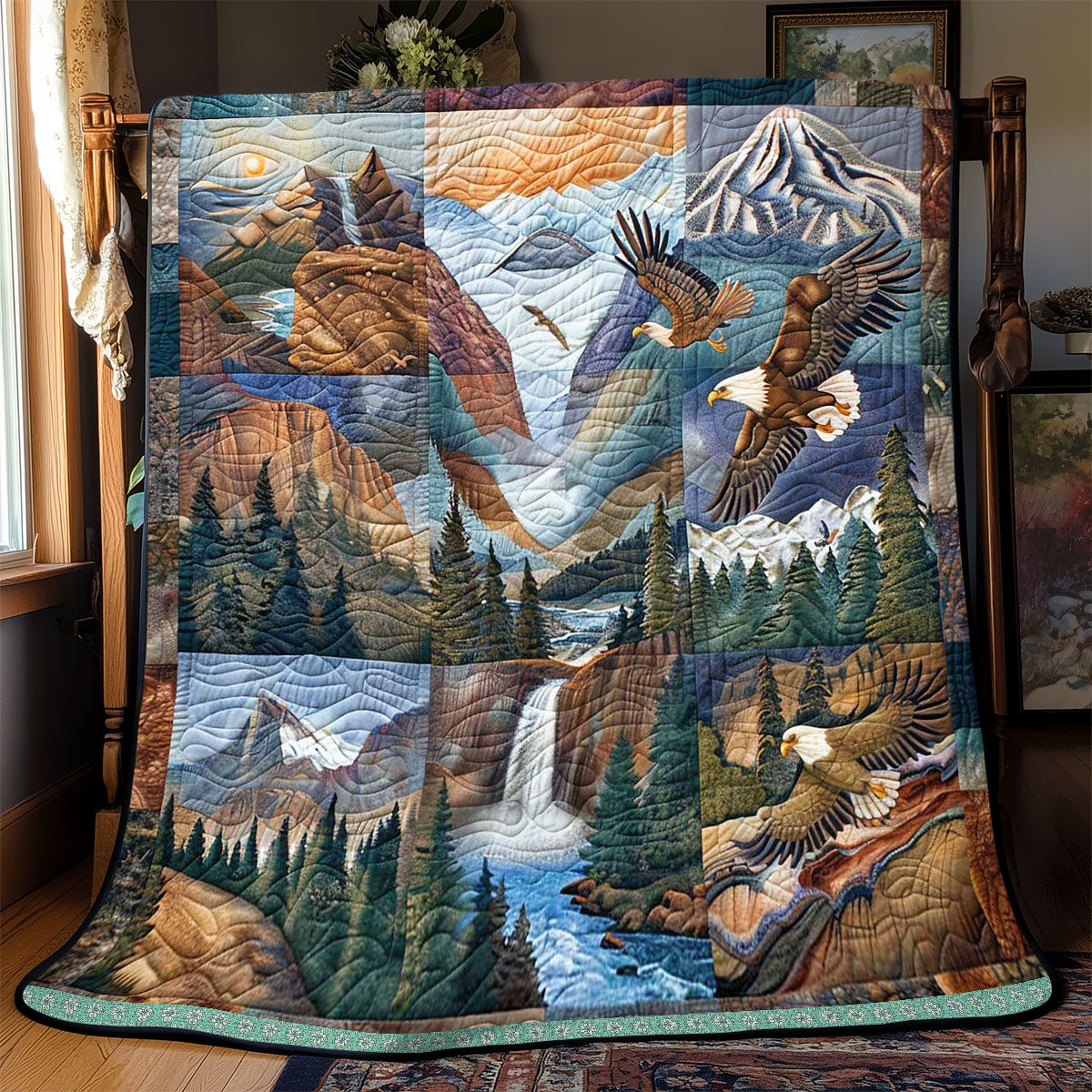 Mountainous Scenary Eagle WP0409030CL Quilt