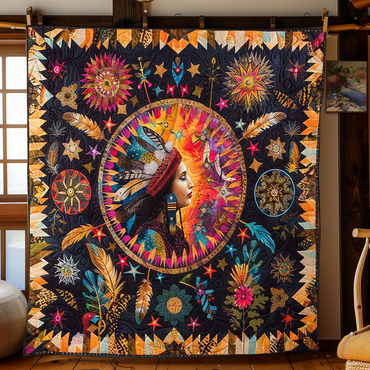 Native American Woman WP1508014CL Quilt