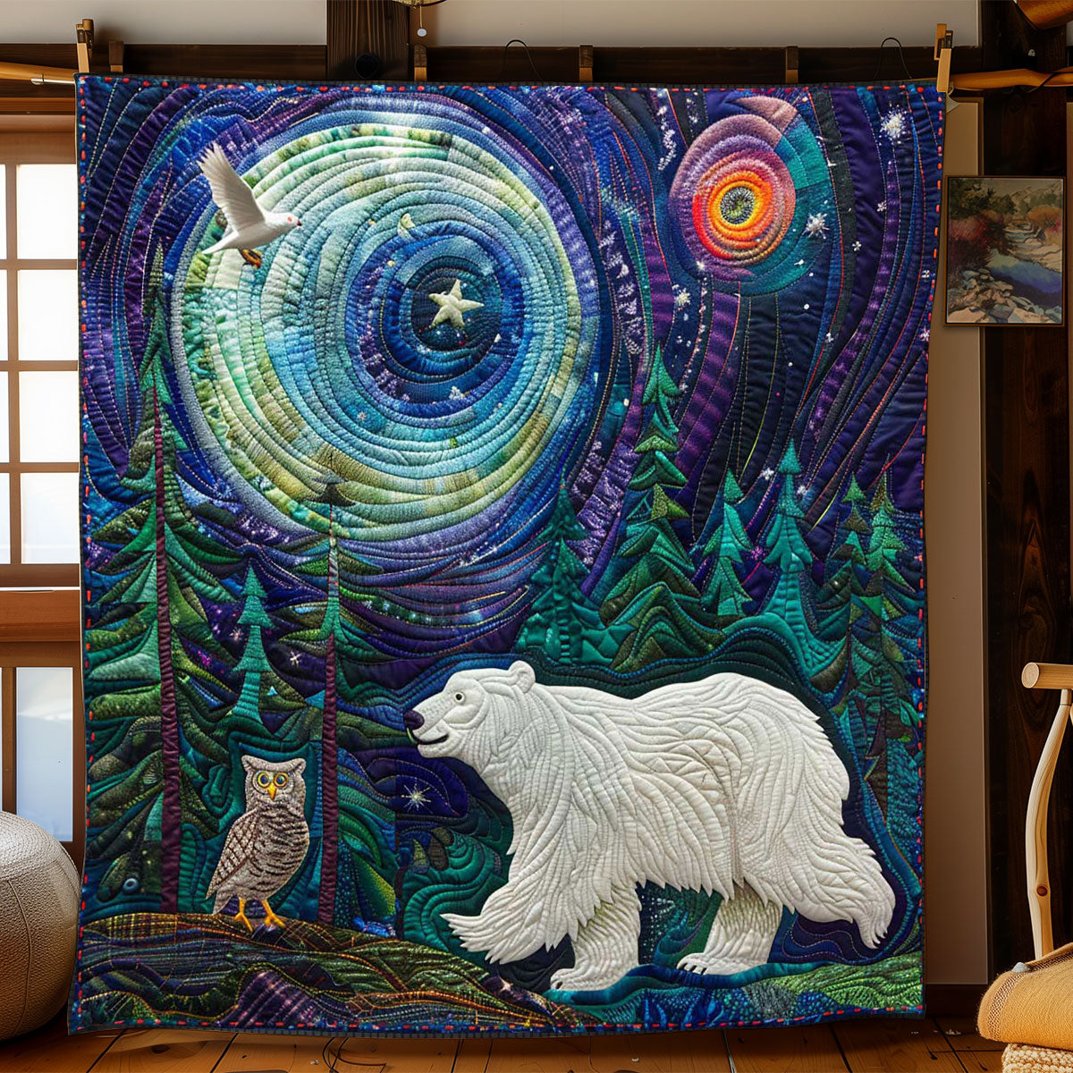 Night White Bear WP1508018CL Quilt