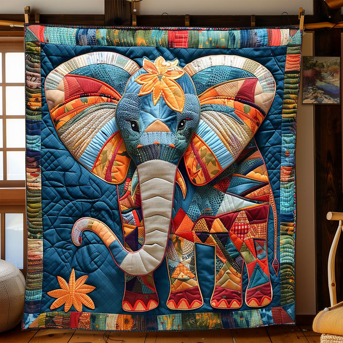 Patchwork Elephant WP2108028CL Quilt