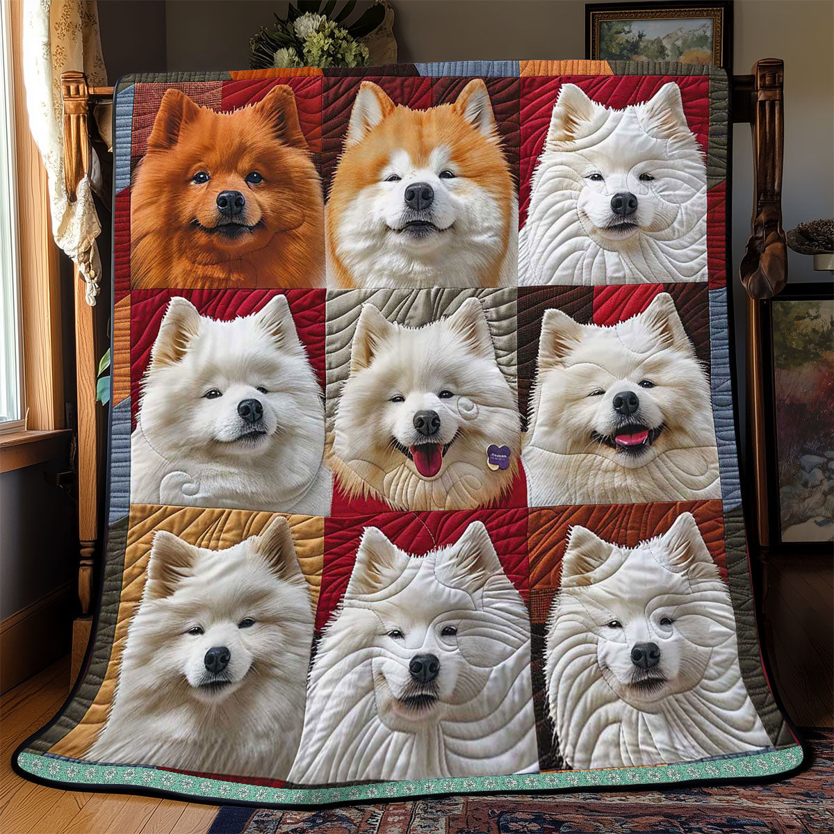 Sleepy Samoyed Portrait WP3008023CL Quilt