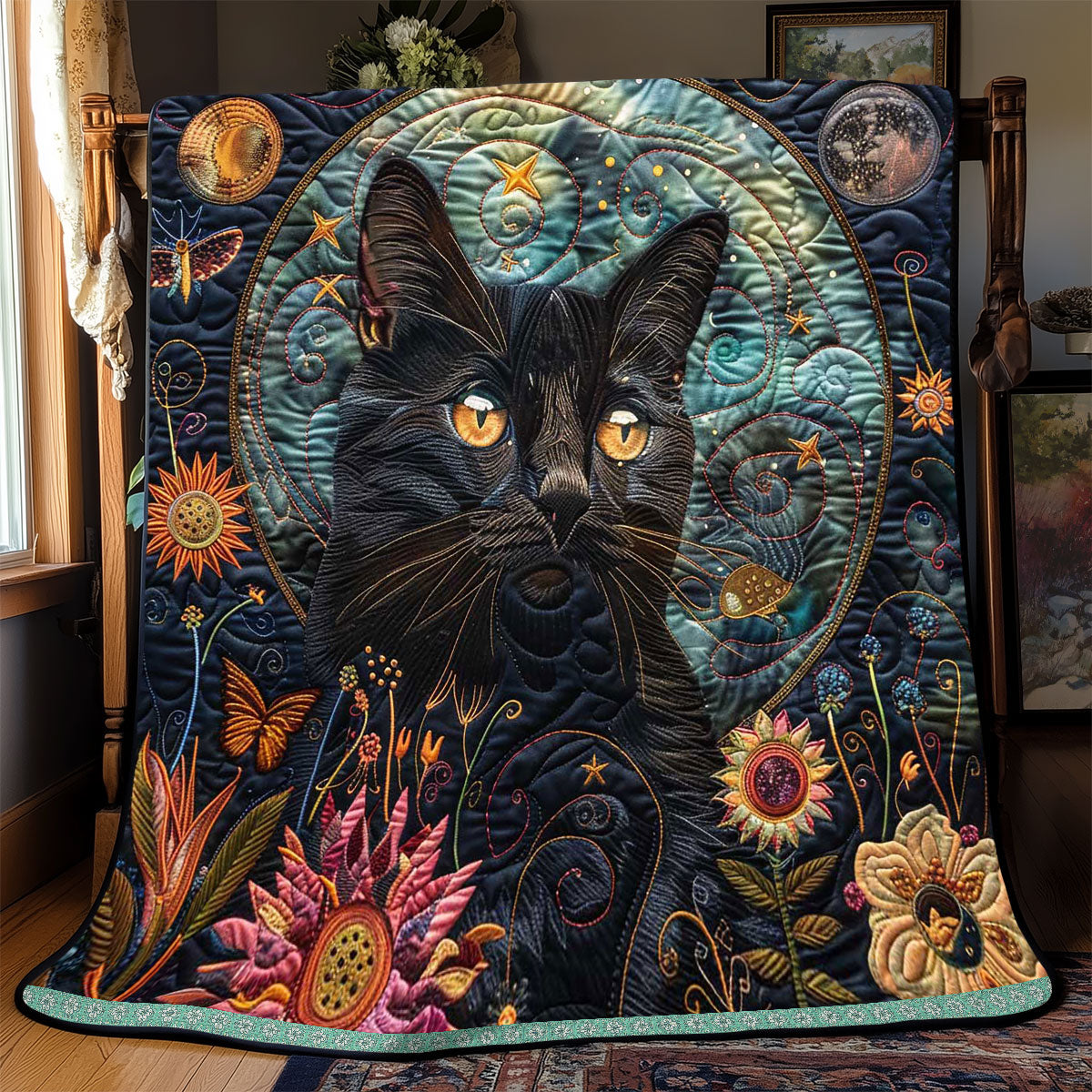 Space Black Cat WP0909027CL Quilt