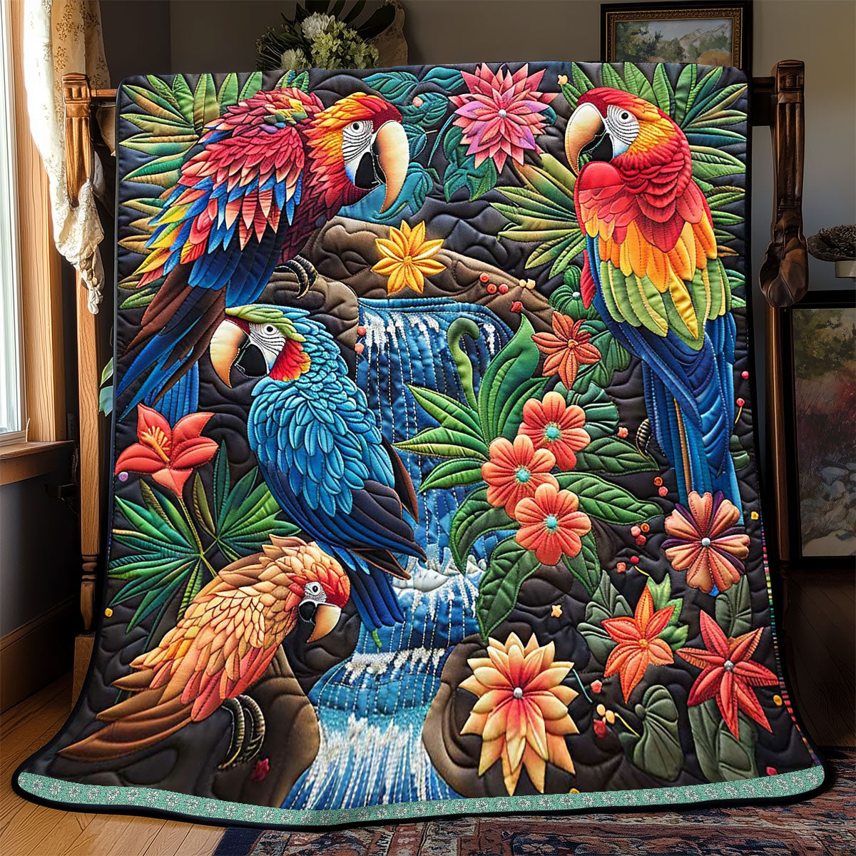 Tropical Cockatiels WP0909037CL Quilt