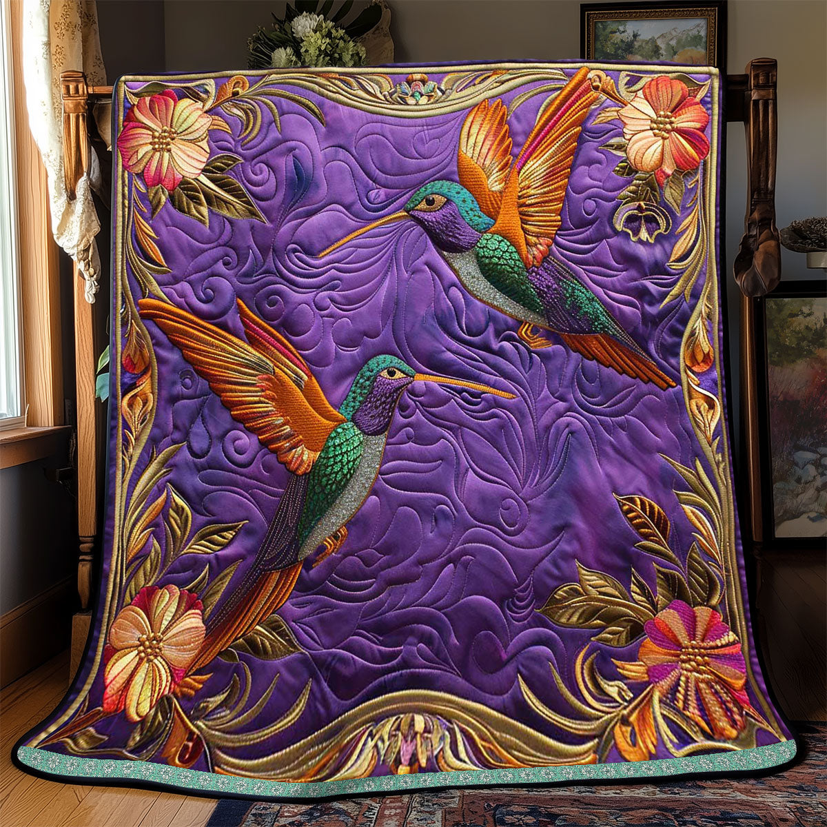 Tropical Floral Hummingbird WP0409052CL Quilt