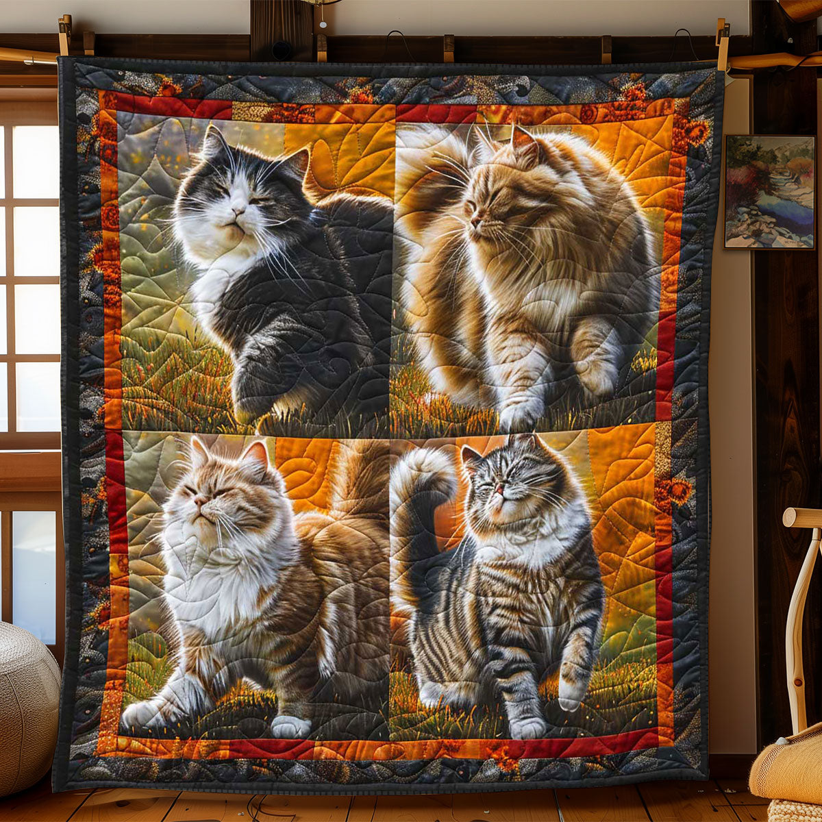 Walking Fancy British Cat WP1408020CL Quilt