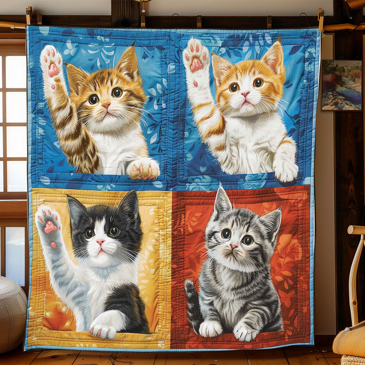 Winter Cat Staring WP1308050CL Quilt