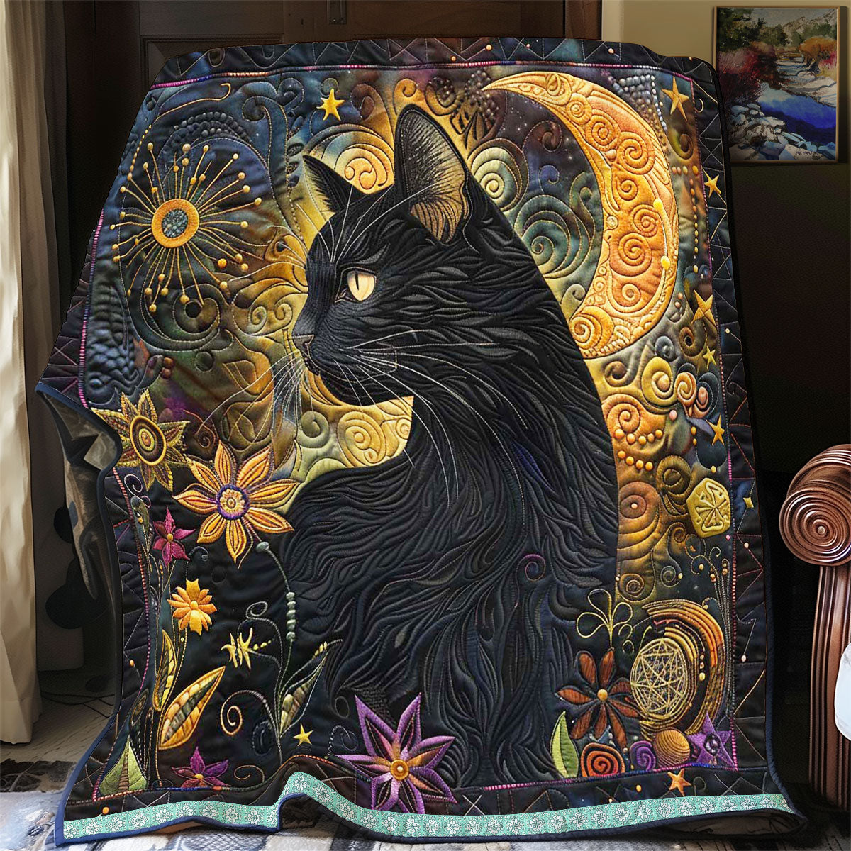 Black Cat Crescent WP0909028CL Quilt