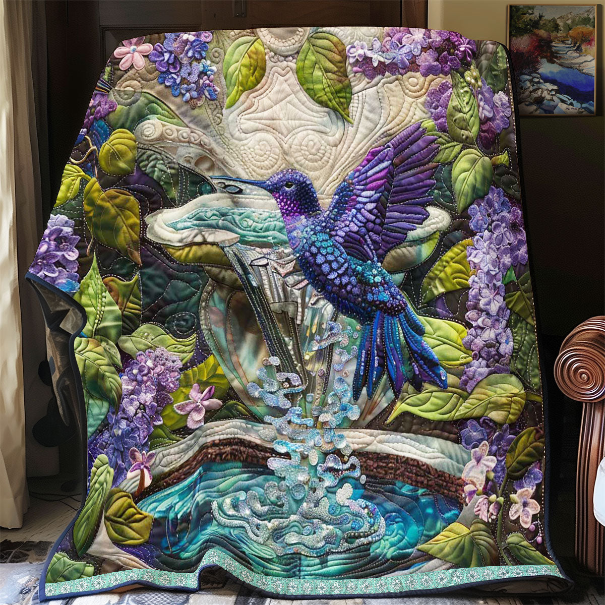 Magical Hummingbird Fountain WP0909064CL Quilt