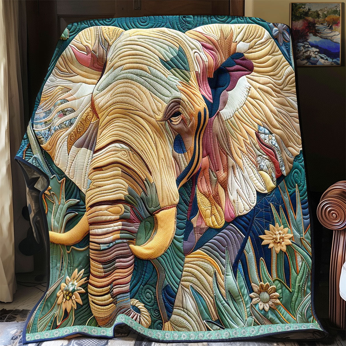 Portrait Jungle Elephant WP0409034CL Quilt