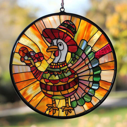 Festive Turkey WN1411019CL Stained Glass Suncatcher