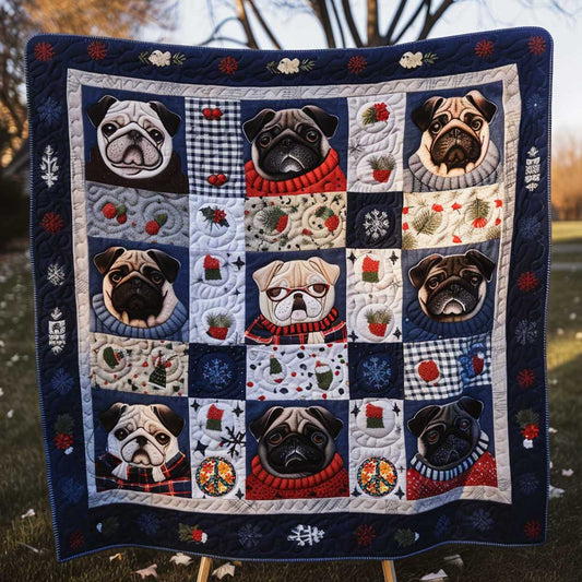Christmas Pug Present WP1210021CL Quilt