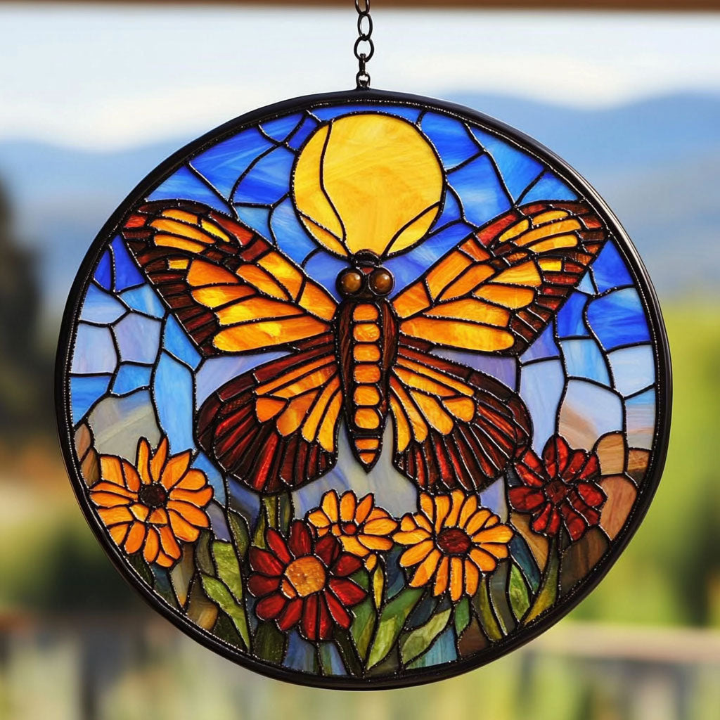 Butterfly WJ1810036CL Stained Glass Suncatcher