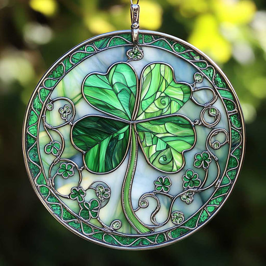 Celtic Four Leaf Clover WN1411023CL Stained Glass Suncatcher