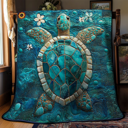 Teal Turtle WY2311034CL Quilt