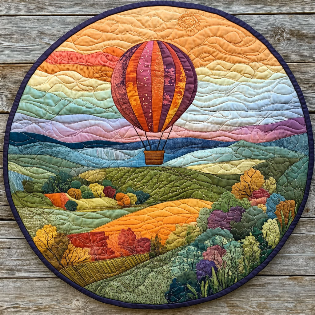 Hot Air Balloon WJ1803027CL Quilted Round Mat