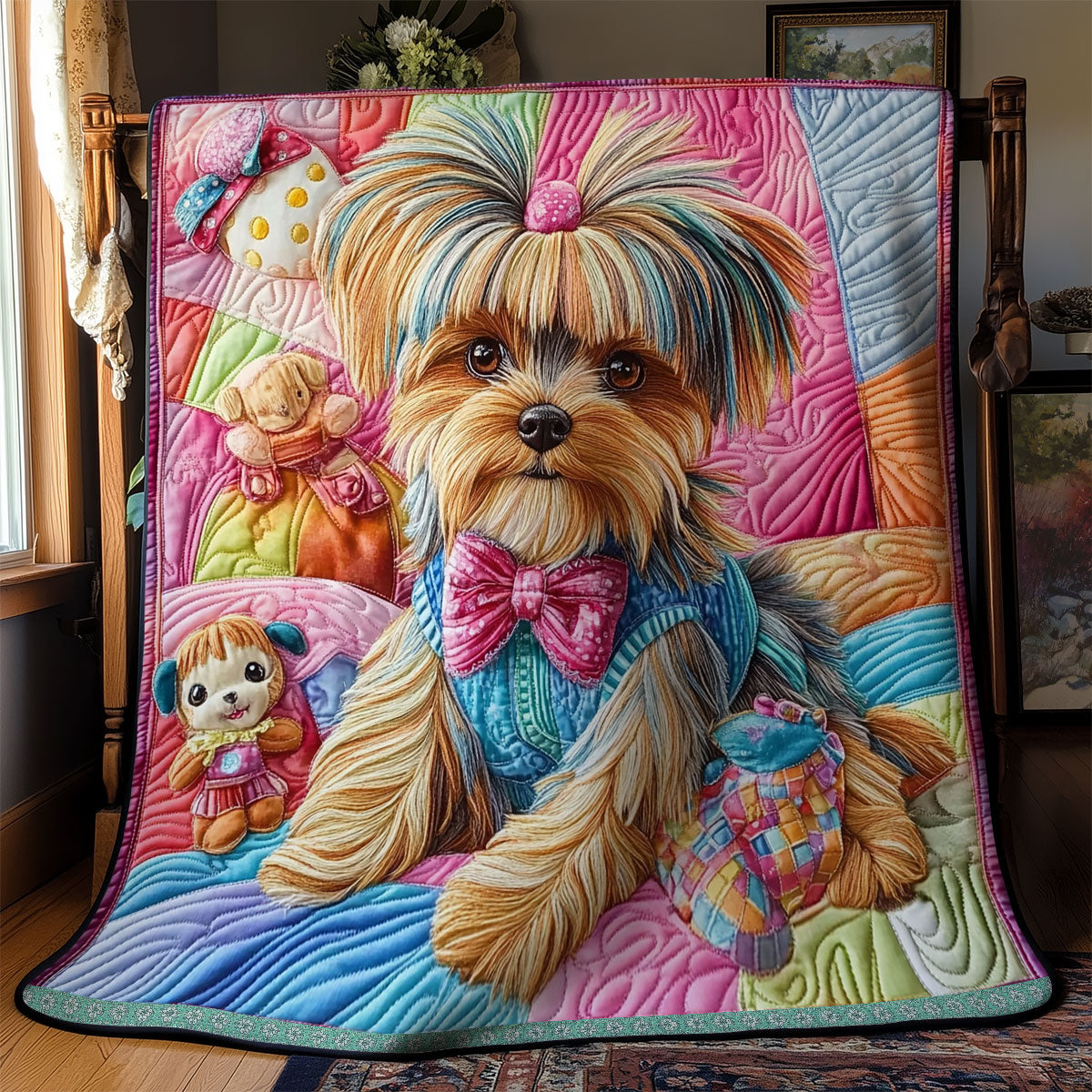 Pink Yorkshire Terrier WX1311033CL Quilt