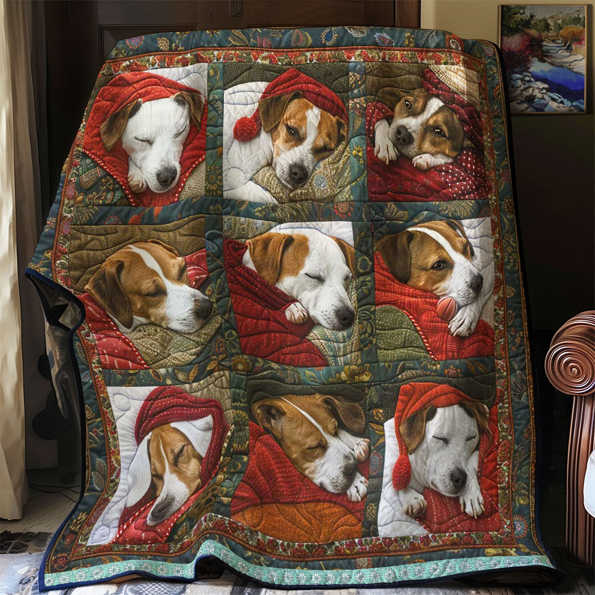 Jack Russell Sleeping WN1209022CL Quilt