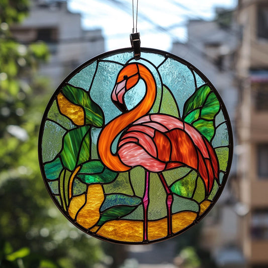 Flamingo WX0801088CL Stained Glass Suncatcher