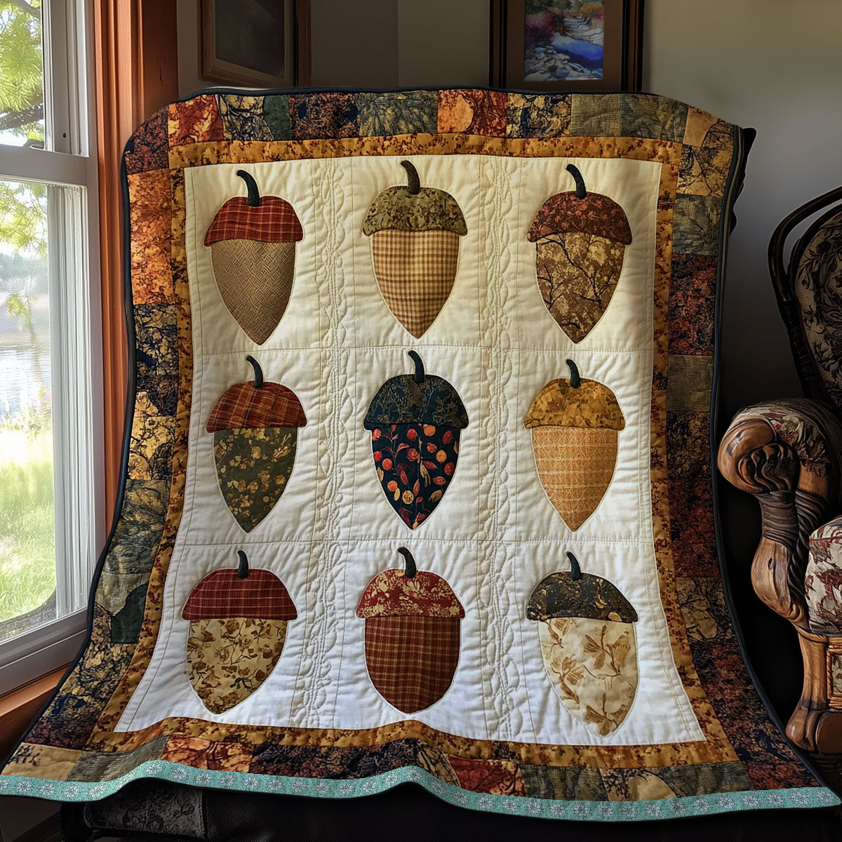 Autumn Acorn Illustration WT2709006CL Quilt