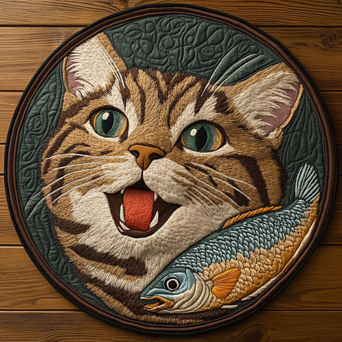 Cat And Fish CP0505009CL Quilted Round Mat