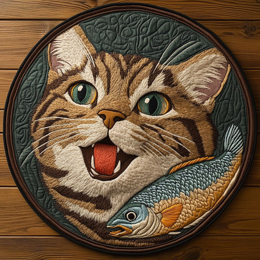 Cat And Fish CP0505009CL Quilted Round Mat