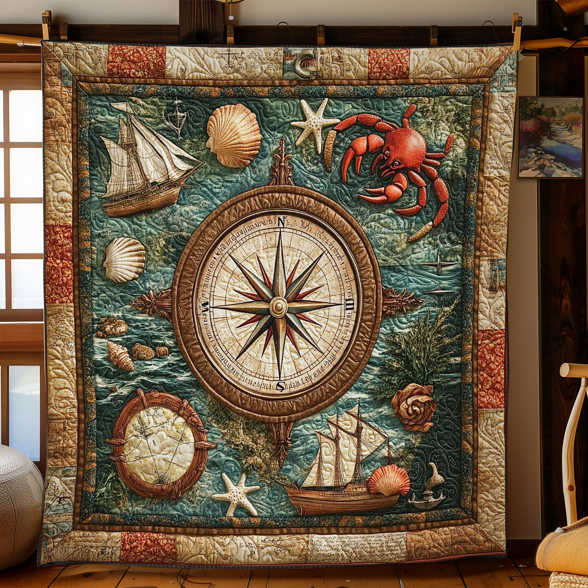 Compass In Ocean WY2201056CL Quilt