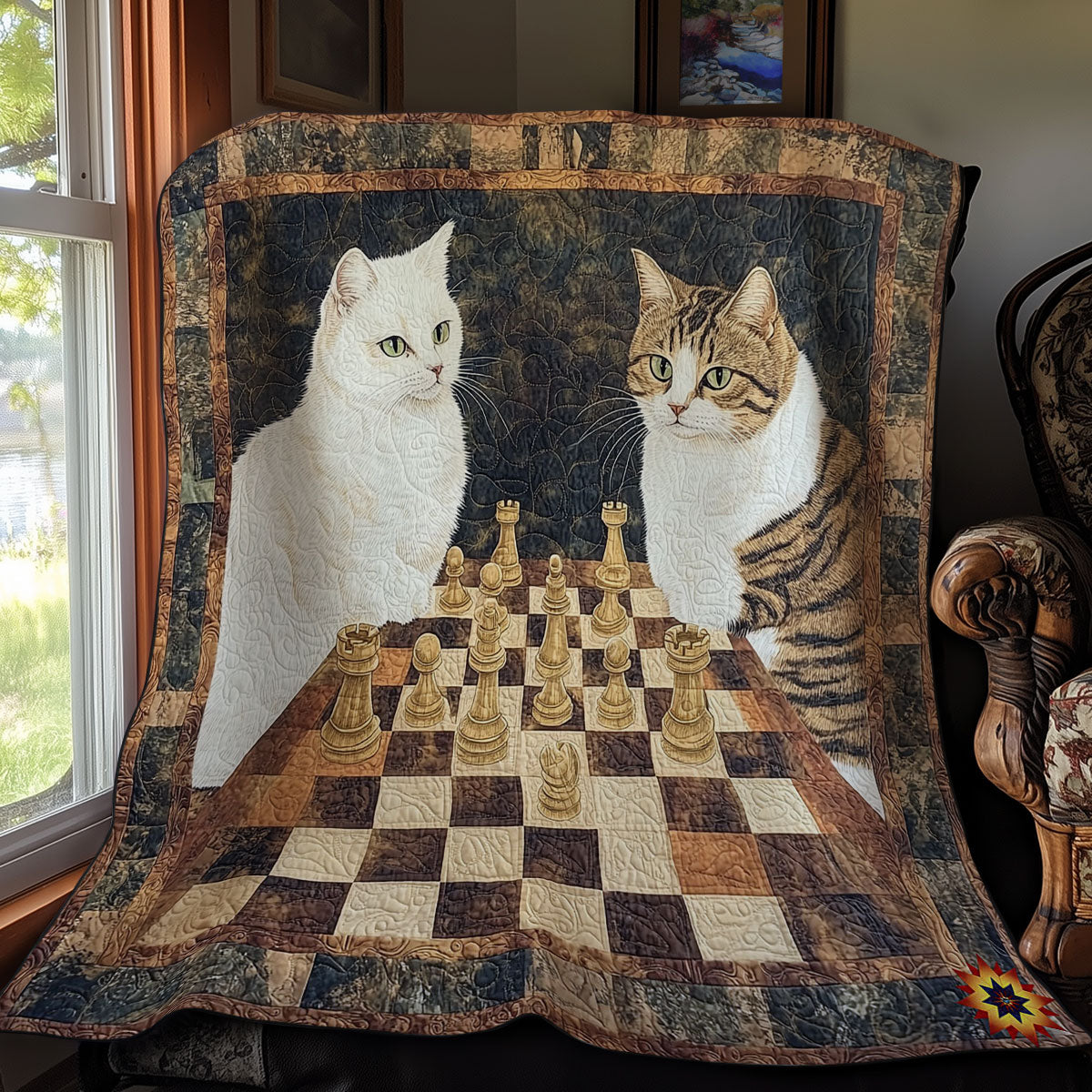 Chess Playing Cat WY2211031CL Quilt