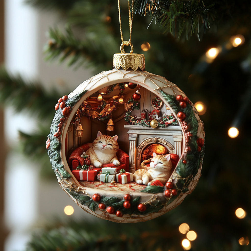 Cat Christmas Eve WN0811008CL Christmas Ornament