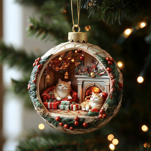 Cat Christmas Eve WN0811008CL Christmas Ornament