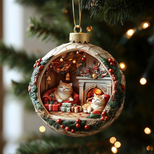 Cat Christmas Eve WN0811008CL Christmas Ornament